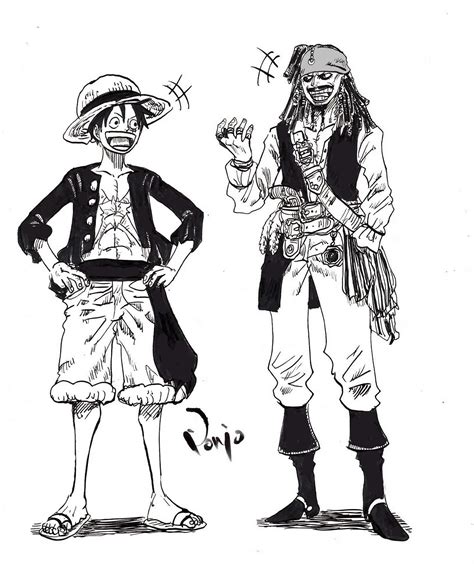 Luffy And Jack Sparrow Art By Nyaponi Ronepiece