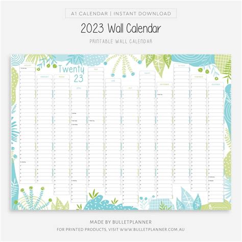Printable 2023 Yearly Wall Calendar Large A1 Wall Planner Etsy