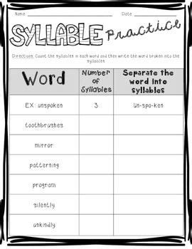 By continuing to use this site, you are agreeing to the use of cookies as described in our privacy policy. Syllables Practice by Mrs Martinson | Teachers Pay Teachers | Multisyllable words, Teaching ...