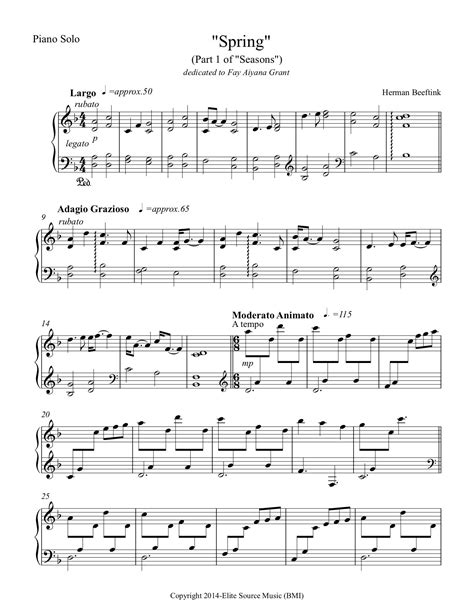 Spring Piano Solo By Herman Beeftink Sheet Music Digital Downlo