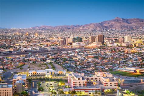 El Paso Texas Usa Downtown City Skyline At Twilight Stock Photo