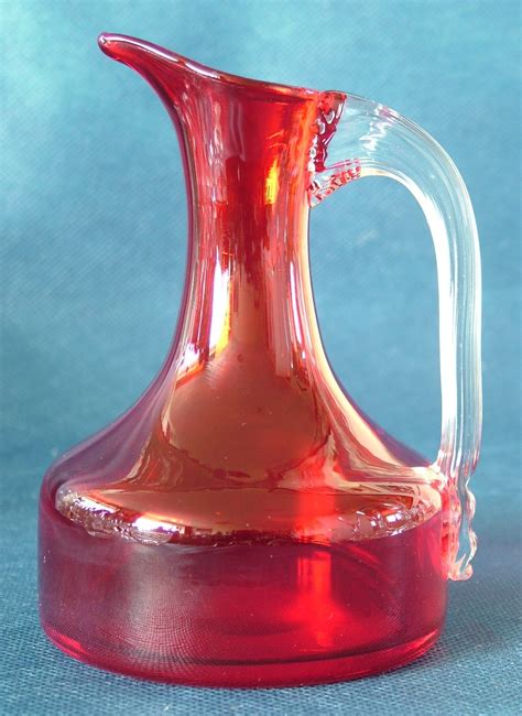 Whitefriars Glass Ruby Jug With Clear Ribbed Handle No 9719 Legacy