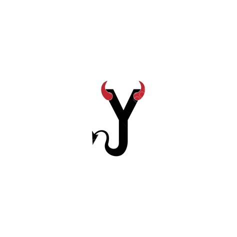 diseño de logotipo vectorial de la letra y con cuernos de diablo e icono de cola vector png