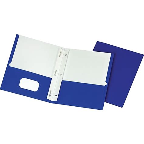 Staples School Grade 2 Pocket Folder With Fasteners Blue 25box