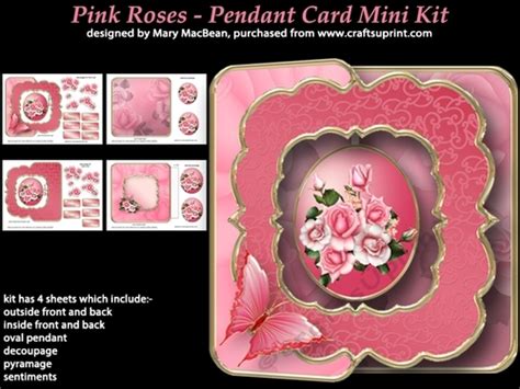 Pink Roses Pendant Card Mini Kit Cup7760911648 Craftsuprint