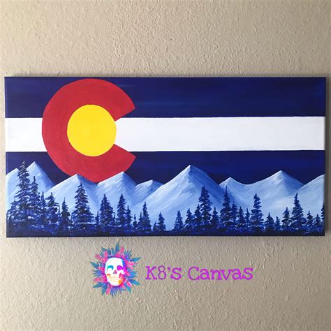 10”x20” canvas. Colorado flag and blue mountains by K8’s Canvas. $50