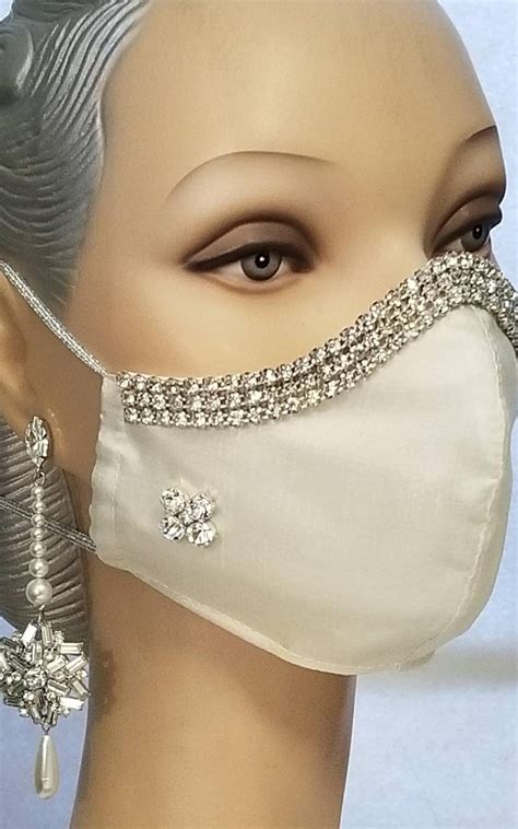 Fabric Face Mask~ Ivory Silk Shantung ~ Bridal Mask ~ Filter Pocket