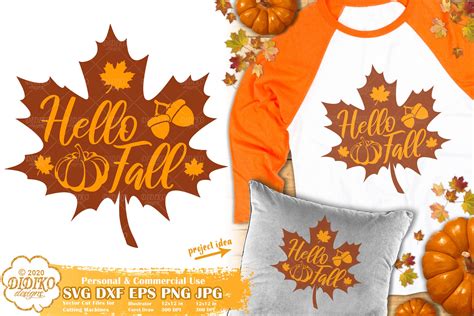 Fall Leaves Svg Hello Fall Svg Autumn Sign Svg Didiko Designs