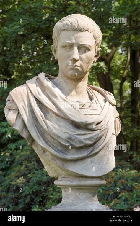 Stone Portrait Sculpture Of Roman Caesar Caligula Roman Emperor Stock