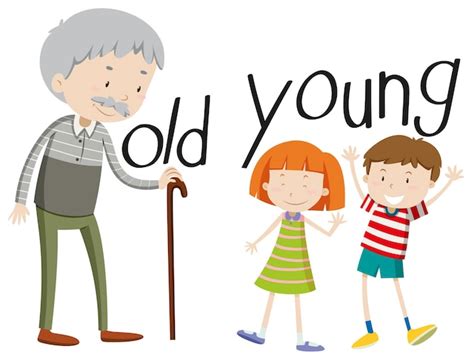Free Vector Opposite Adjectives Old And Young