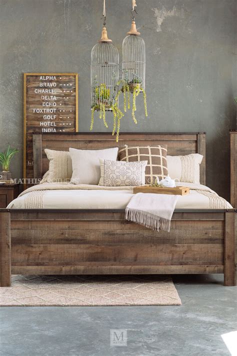 Four Piece Rustic Farmhouse Bedroom Set In Brown Mathis Brothers