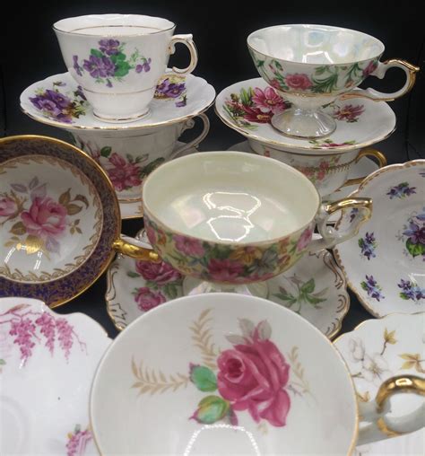 Beautiful Vintage Mismatched Teacup And Saucer Sets Mix And Etsy