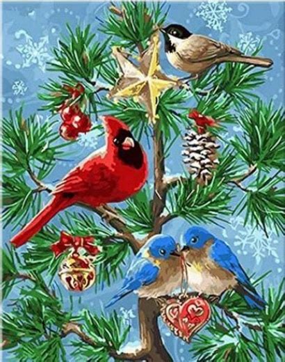 Obraz Malowanie Po Numerach Ptaki świąteczne