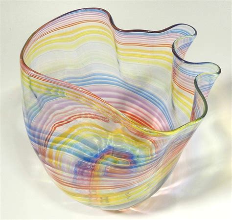 Hand Blown Glass Art Vase Bowl Made With Glass Canes Dirwood Etsy Blown Glass Art Hand