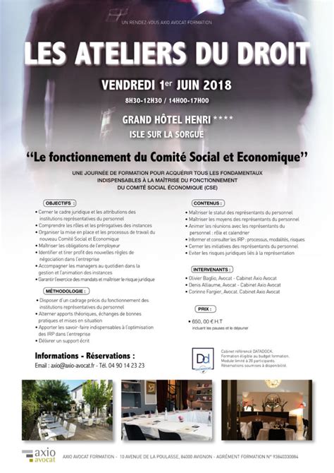 Fonctionnement Du Comit Social Et Conomique Axio Avocat Formation