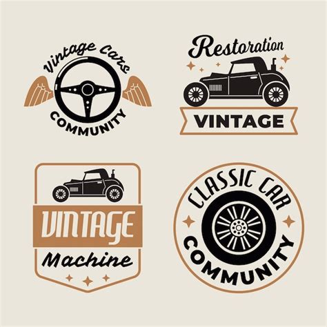 Vintage Car Logo Collection Concept Free Vector