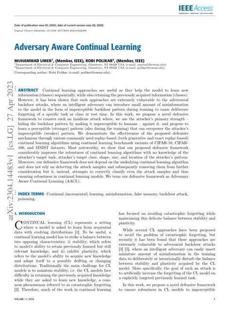 Pdf Adversary Aware Continual Learning