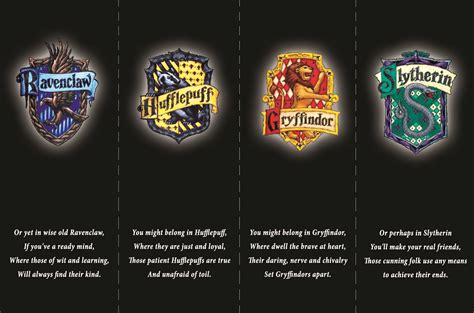 harry potter bookmarks the four houses of hogwarts from harry potter
