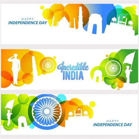 Premium Vector Indian Independence Day Banners With Monuments And