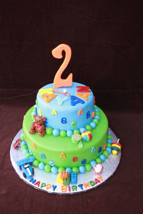 Birthday cake for 2 year old boy with name. DHANYA'S DELIGHTS: 2 yrs old Boy's Cake