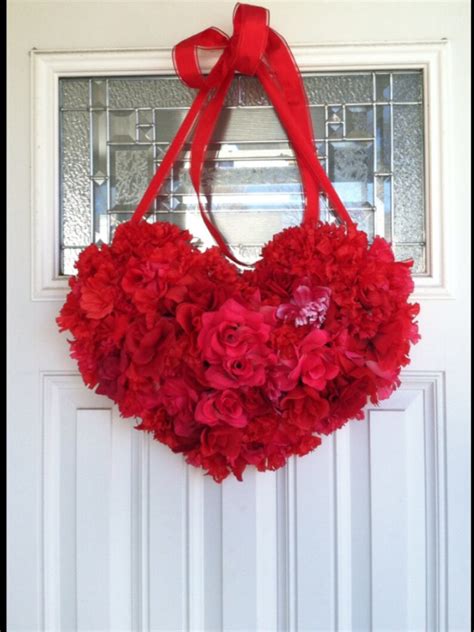 Red Heart Wreath Valentines Day Valentine Heart Wreath For Etsy