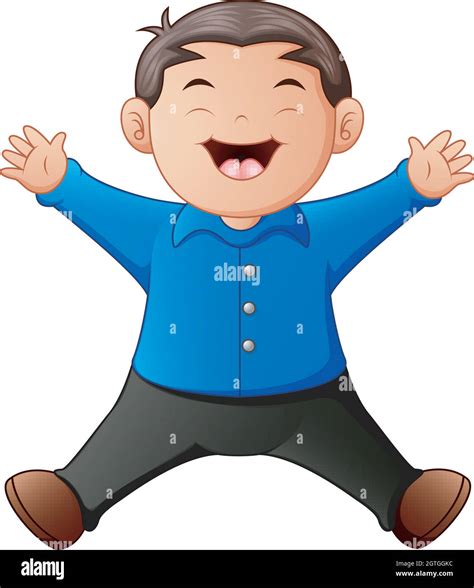 Cartoon Happy Boy Jumping Illustration Stock Vector Image And Art Alamy