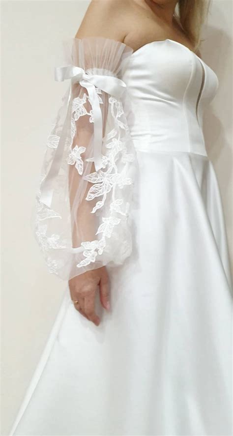 Removable Bridal Sleevesdetachable Tulle Sleeves Bicep Lace Etsy