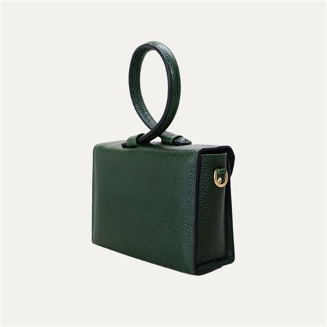 Pebbled Green Leather Loop Handle Handbag Made In Australia Richard