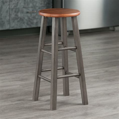 Ivy Square Leg Bar Stool Rustic Teak And Gray Winsome Wood