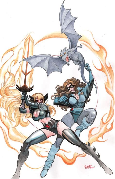 Kitty Pryde And Illyana Rasputin With Lockheed The Dragon By Moritat