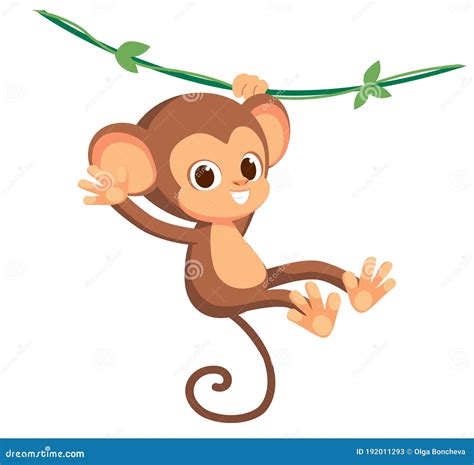 Cute Baby Monkey Hanging On Tree A Cute Monkey Swinging From Vines