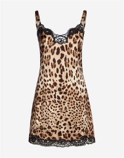 Dolce Gabbana Silk Lingerie Dress In Leopard Print ModeSens