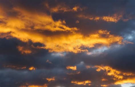 Fiery Dark Orange Sky Clouds Sunrise Stock Photo Image Of Ominous
