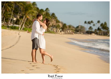 Romantic Sunset Beach Engagement Photography Oahu Hawaii Right Frame Photography