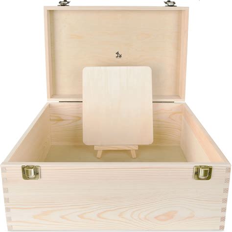 Buy Large Unfinished Pine Wood Box With Hinged Lid Diy Decorative