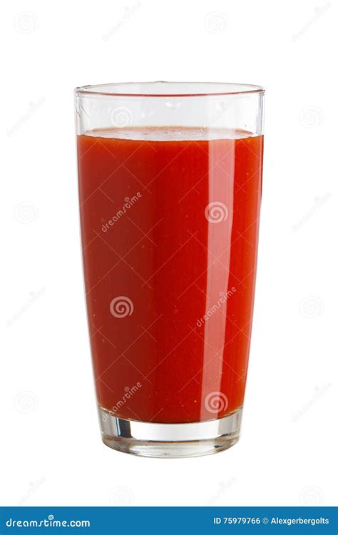 Jugo De Tomate En Un Vidrio Aislado En El Fondo Blanco Foto De Archivo Imagen De Sano