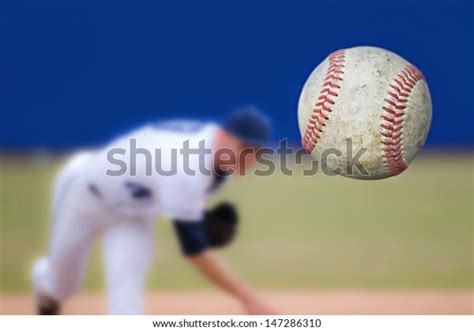 Baseball Pitcher Throwing Ball Selective Focus Stock Photo 147286310