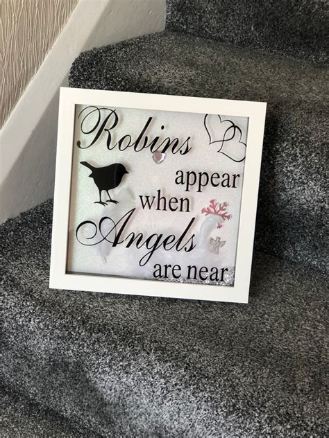 When Robins Appear Angels Are Near Quote Box Frame Etsy