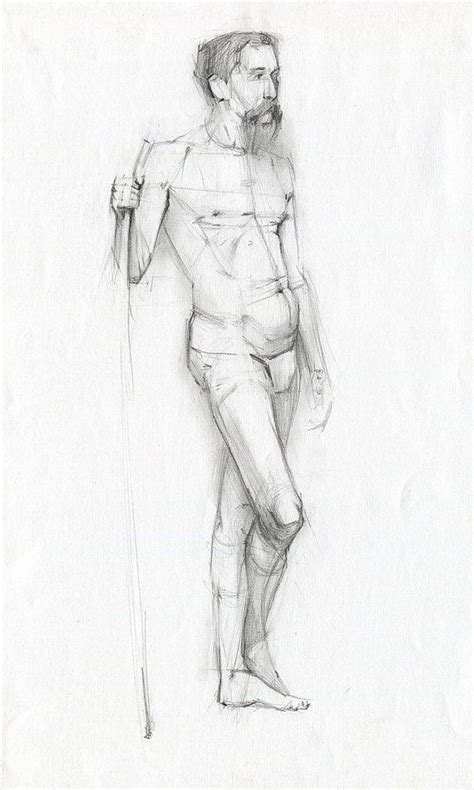 Man Model Drawing Male Model Pencil Drawing Paper Etsy Model