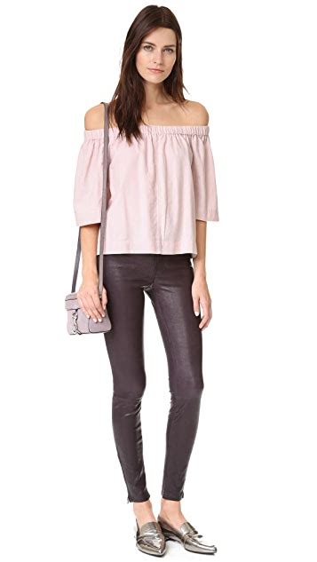 J Brand Mid Rise Stretch Leather Pants SHOPBOP
