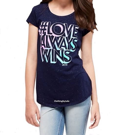 Justice Girls Love Always Wins Graphic Tee 14 Clothing