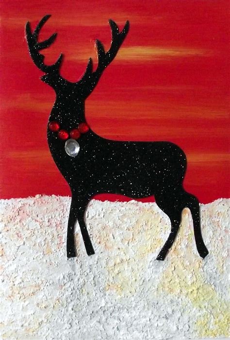 Reindeer Applique And Hand Painted By Sandy Wager Naïve Artist Wager