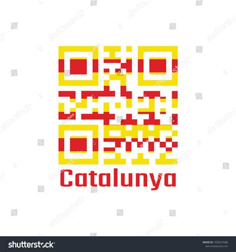 Qr Code Set The Color Of Catalonia Flag The Red Royalty Free Stock