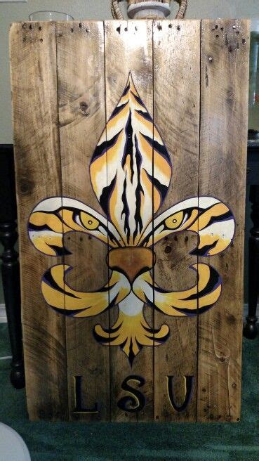Lsu Tiger Fleur De Lis Painted On Wood Pallet Board Louisiana Art