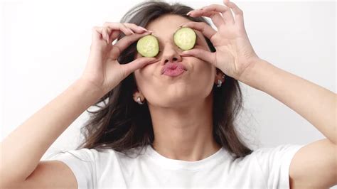 Woman With Sliced Cucumbers Stock Video Motion Array