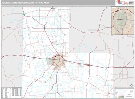 Abilene Tx Metro Area Zip Code Wall Map Premium Style By Marketmaps