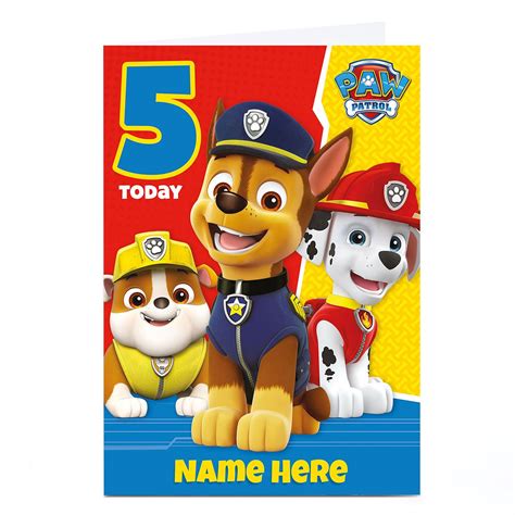 Buy Personalised Paw Patrol Card 5 Today For Gbp 229 549 Card
