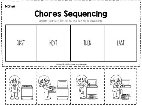 Free Printable Chores Story Sequencing Worksheets For Kindergarten