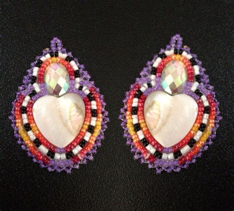 Native American Beaded Earrings Heart Shell Earrings