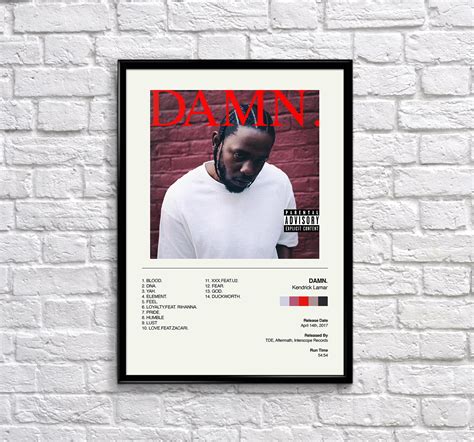 Kendrick Lamar Poster DAMN Album Cover Poster Music Etsy